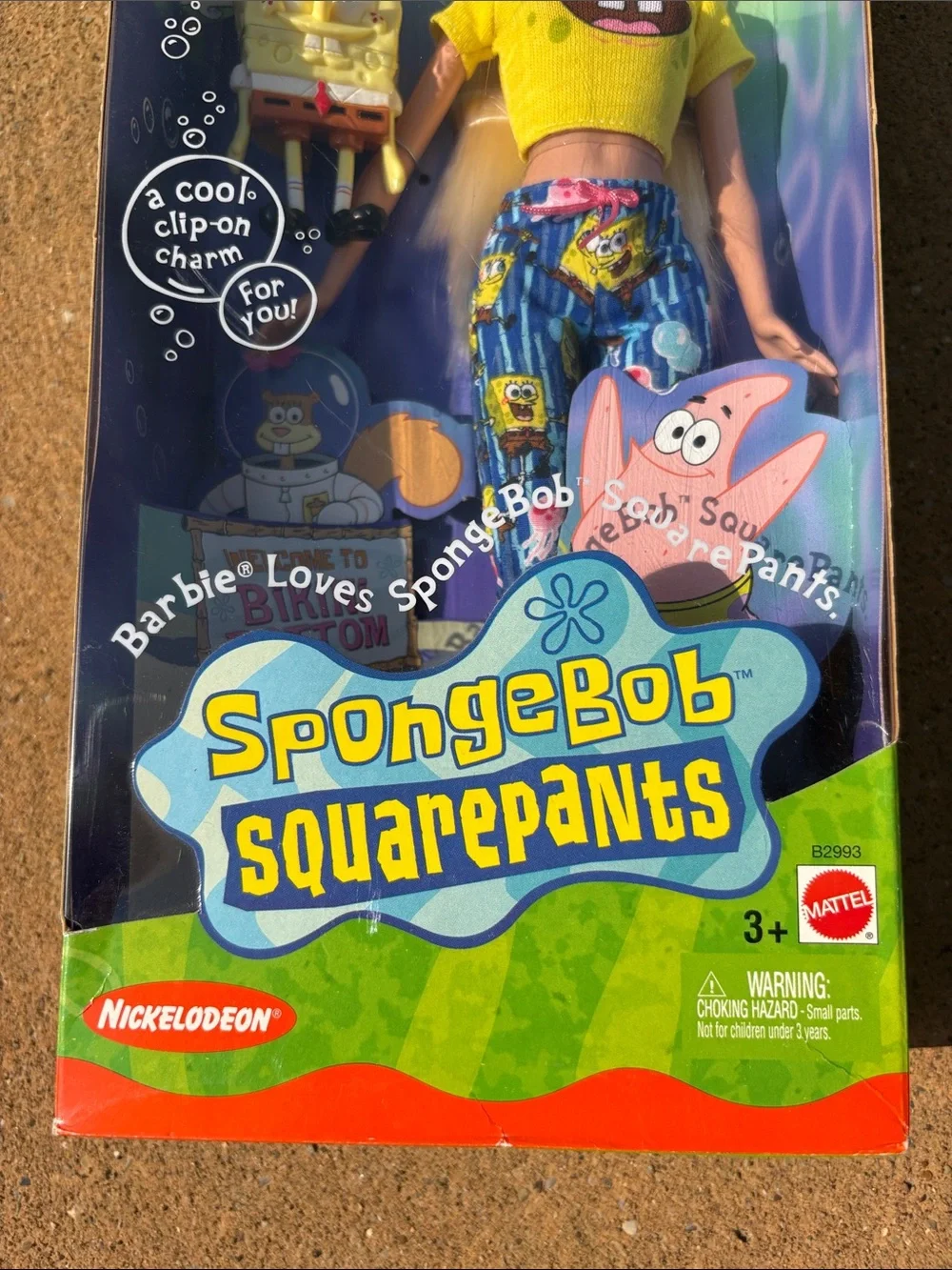 New 2002 Mattel & Nickelodeon Barbie Loves SpongeBob SquarePants Doll w/ Clip-on
